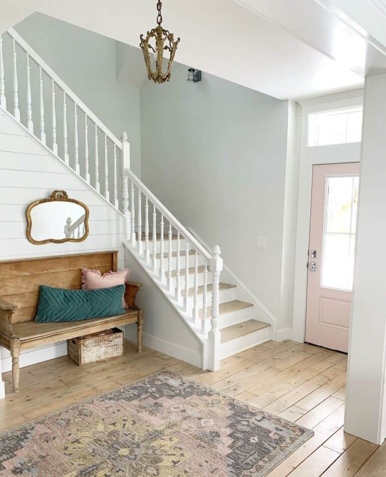 Raw Wood Flooring Inspiration for an Entryway