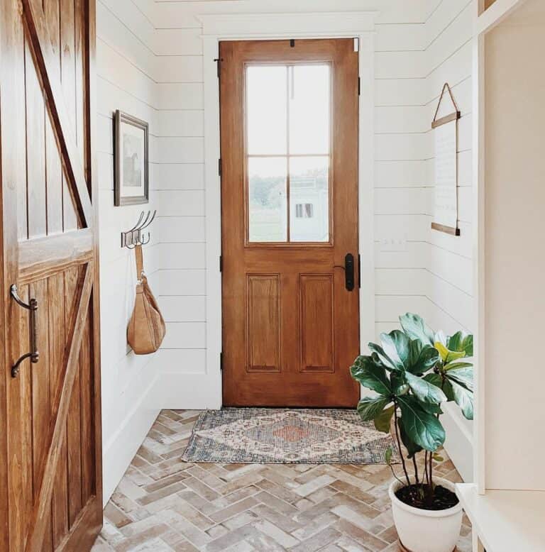 Herringbone Brick Flooring Ideas for a Rustic Entryway