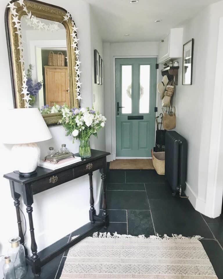 Black Stone Tile Flooring Ideas for Entryway