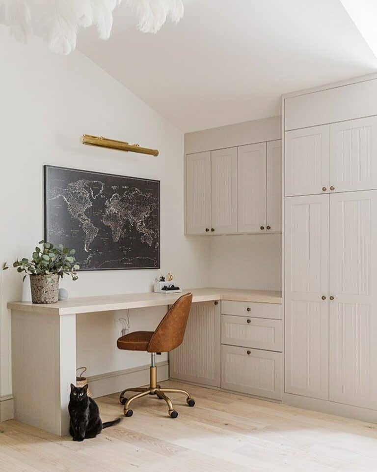 Custom Built Desk in a Neutral Home Office