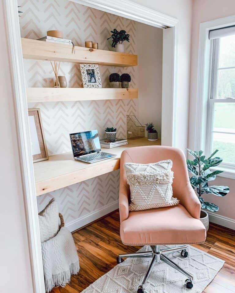 Closet Home Office With a Built-in Desk