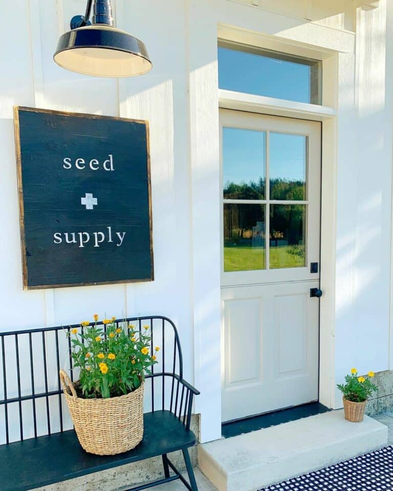 White Dutch Door With Black Bench