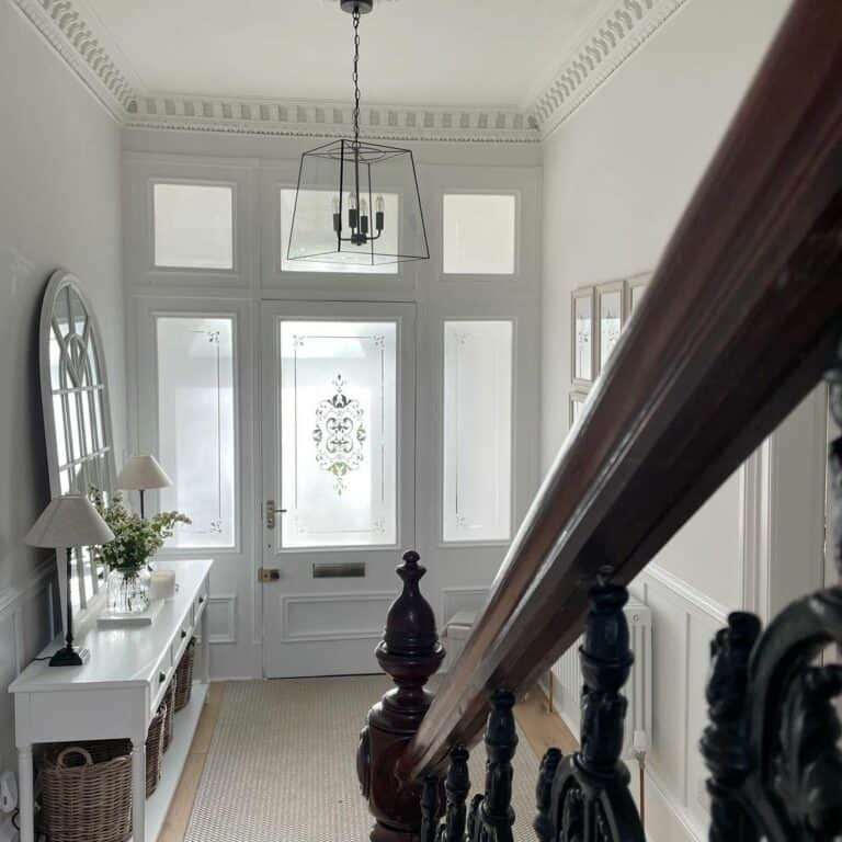 Intricate Decorative Glass Panels Transom Door