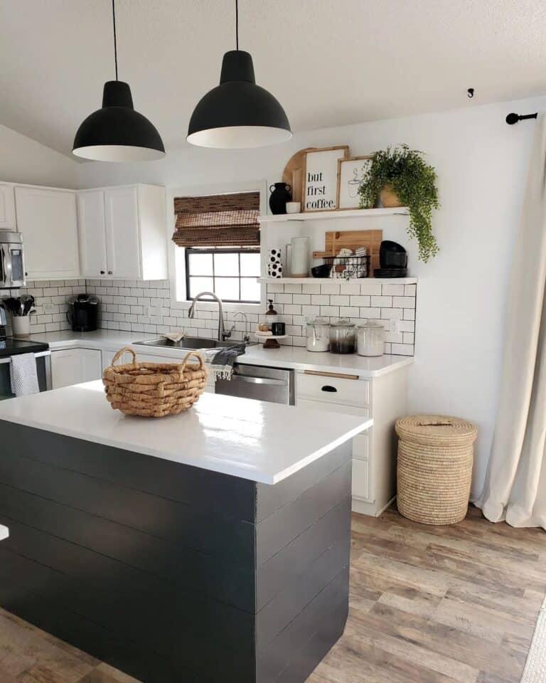 White Floating Shelves with Decor for Kitchen