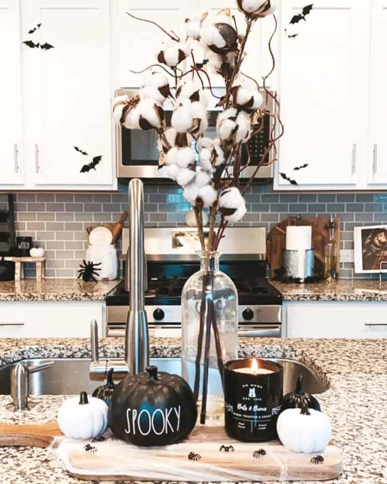 White and Black Kitchen Decor for Halloween