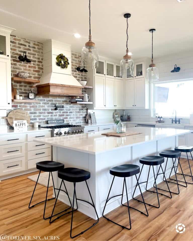 Black Bar Stools for White Kitchen Island