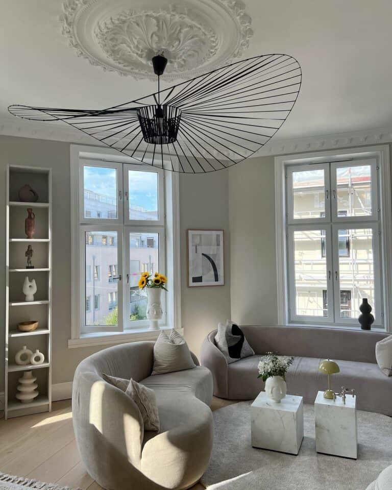 Curved Gray Sofas for a Modern Living Room