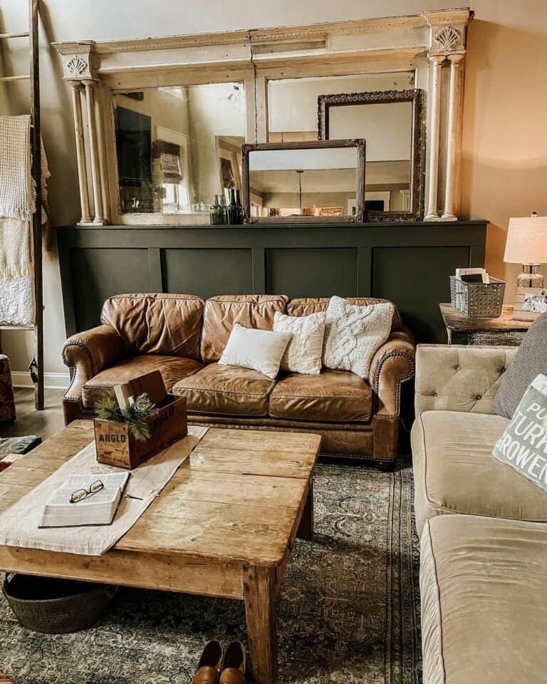 Mix and Match Earth-toned Living Room Sofas