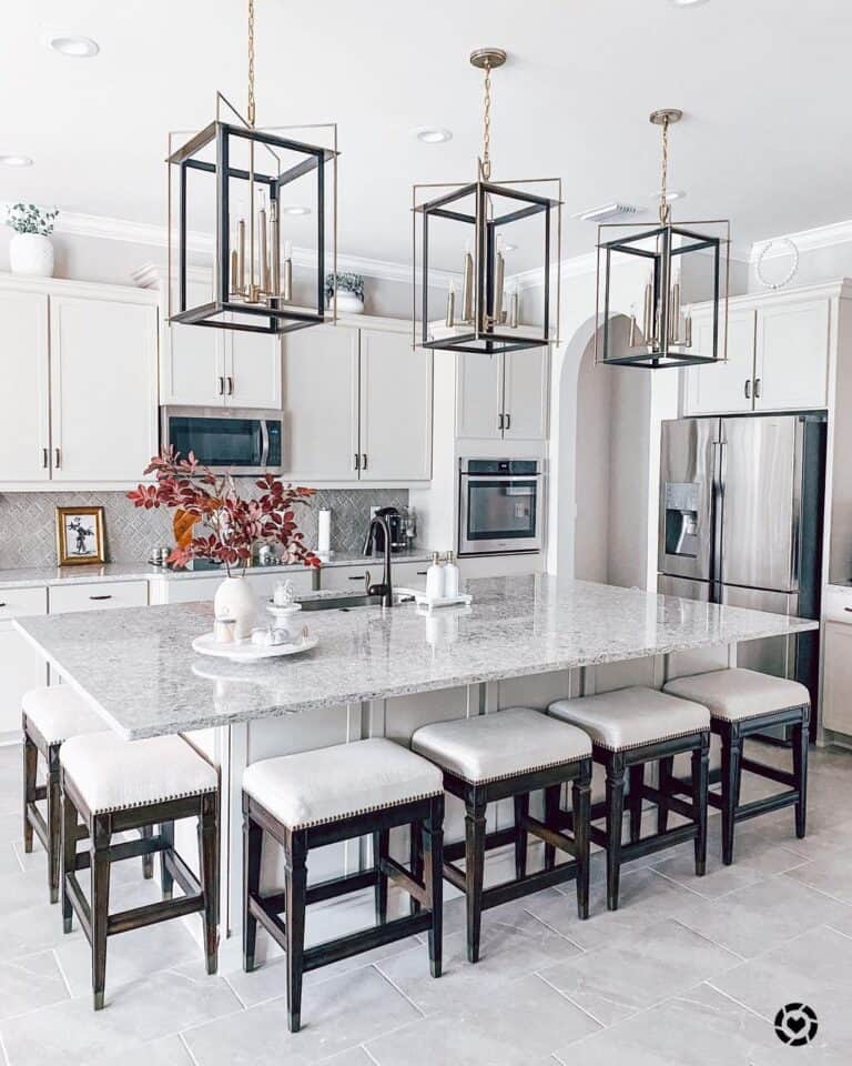 Small Black Pulls with White Shaker Cabinets