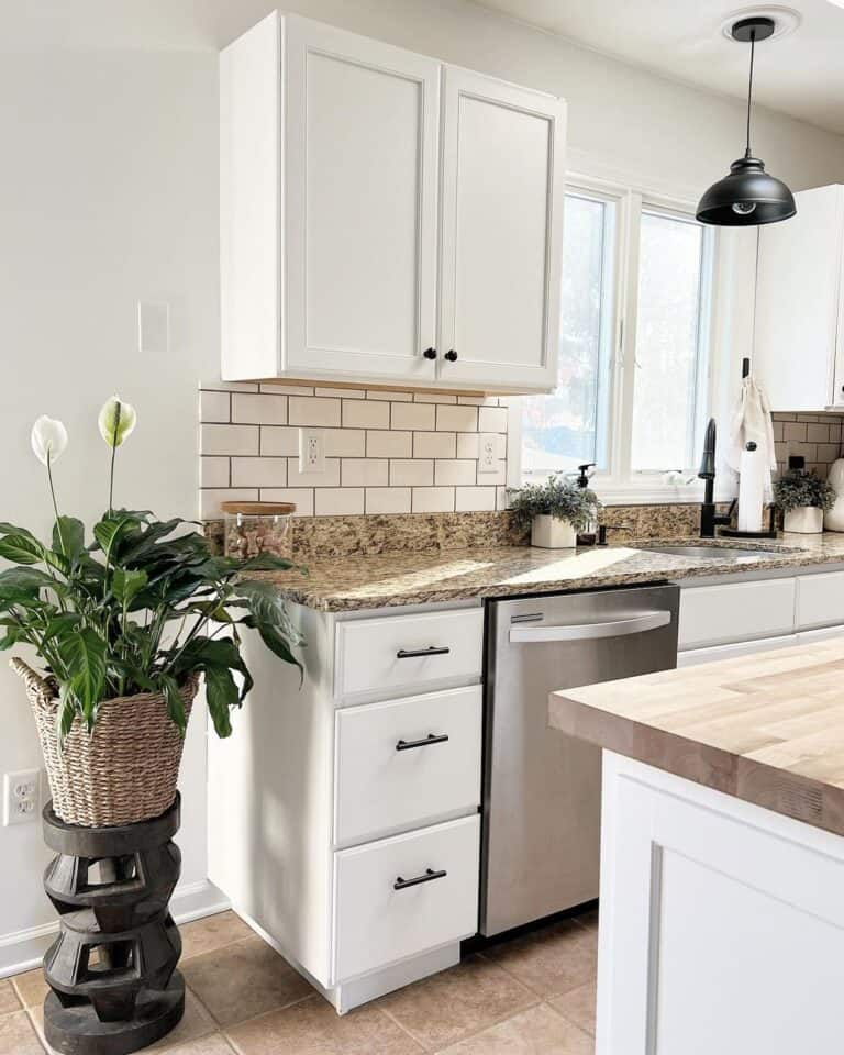 Black Hardware with Brown Countertop