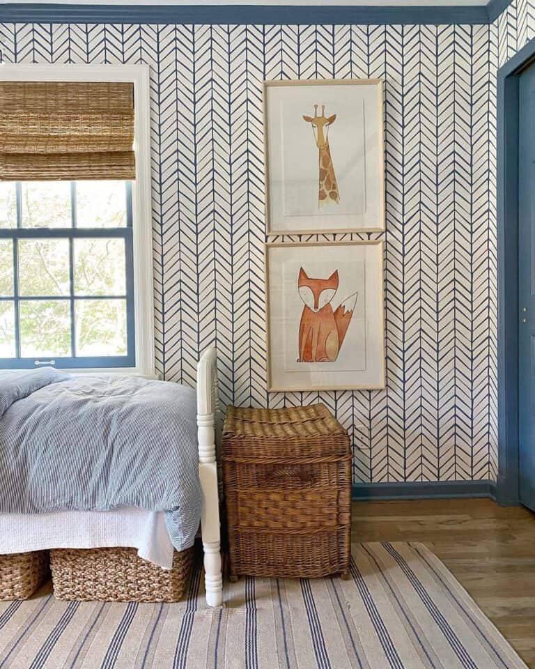 Blue and White Chevron Nursery with Animal Prints