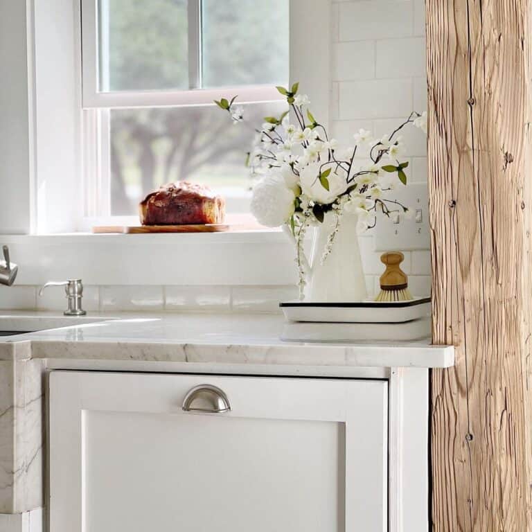 White Kitchen with Nickel Cabinet Pulls