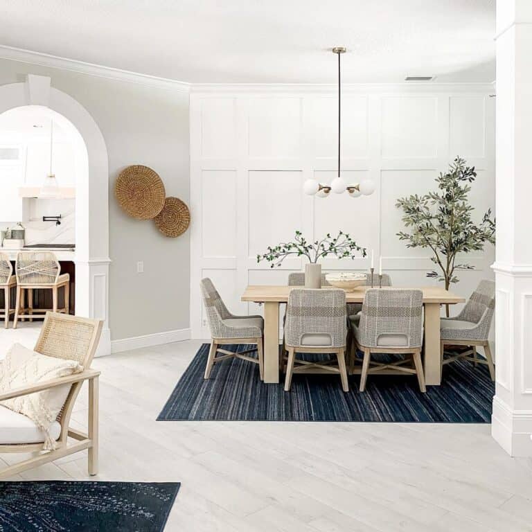 Neutral Woven Chairs in Dining Room