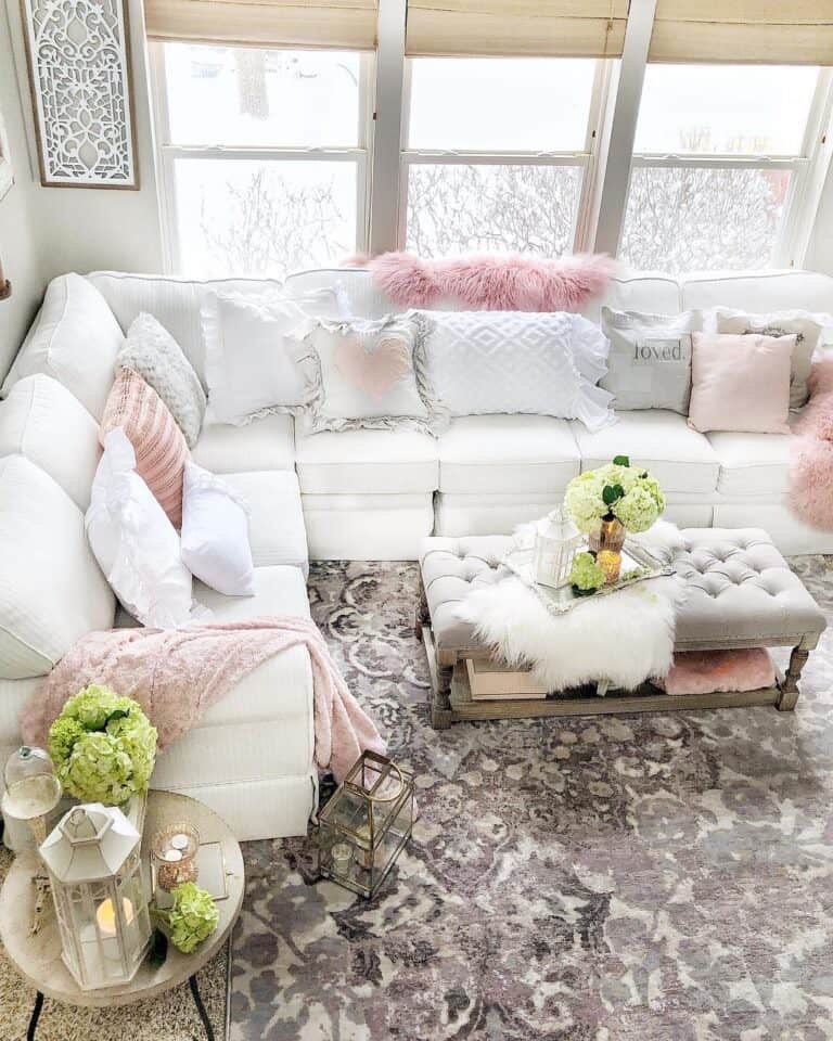 Silver Tray on a Cushioned Ottoman