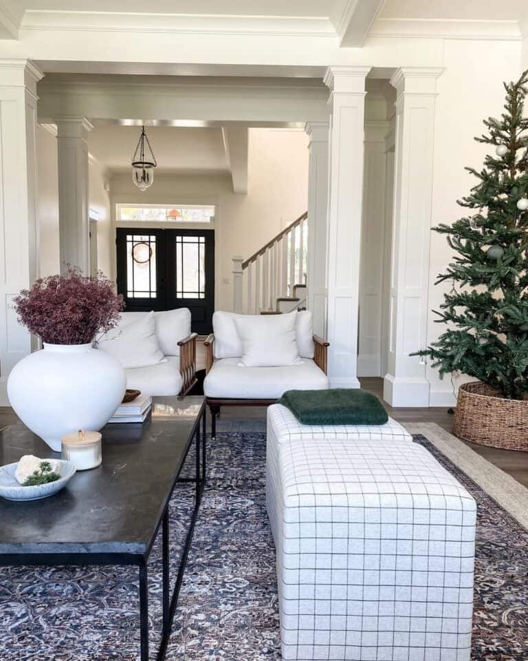 White Pillow Covers on White Living Room Chairs