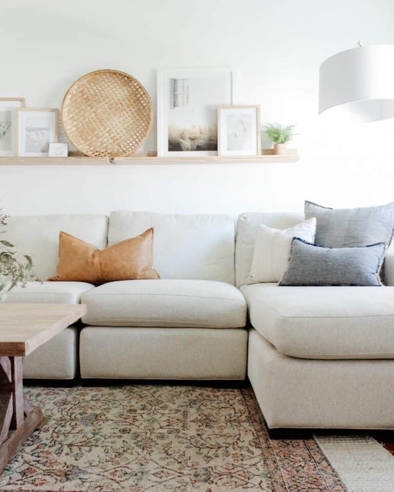 Gray and White Living Room With Tan Accents