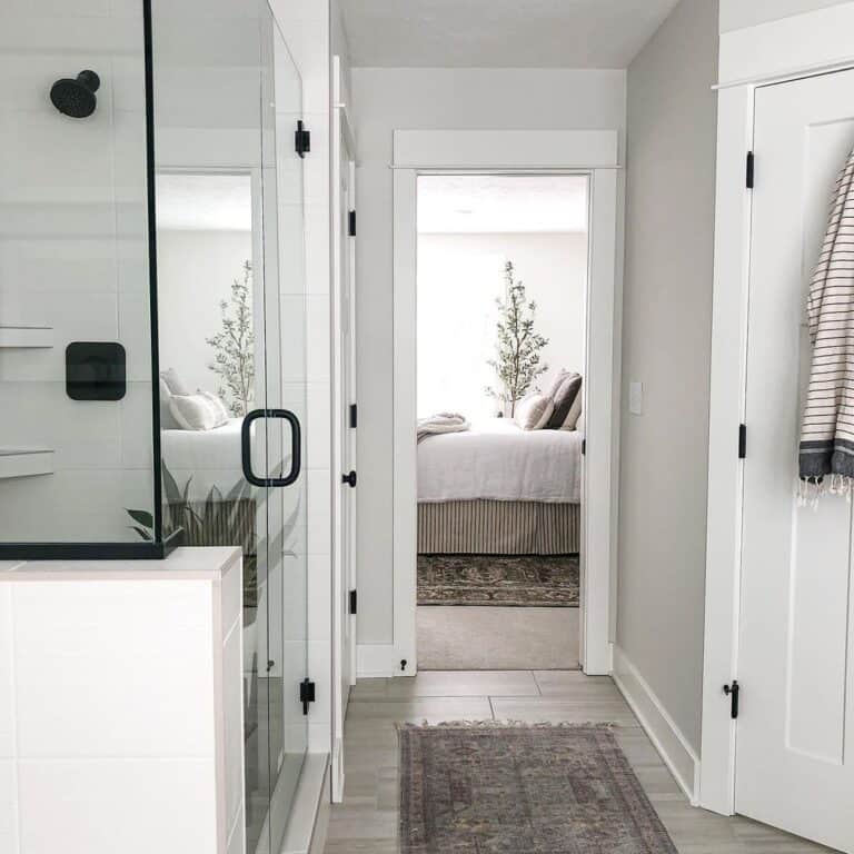 Amazing Corner Shower Ideas Include Black Hardware