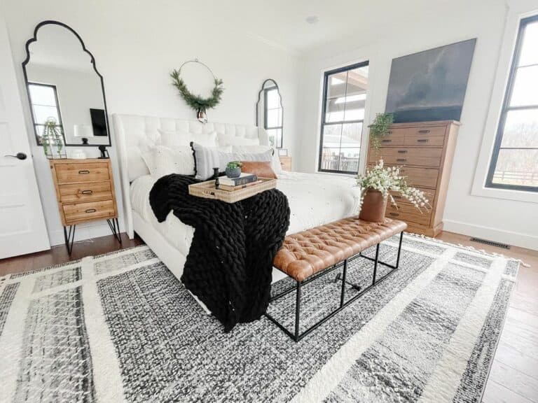 Wood Furniture with Mirrors Over Nightstands