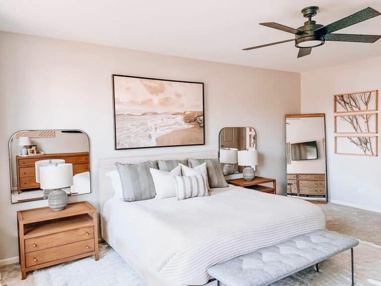 Full Standing Bedroom Mirror Between Adjoining Walls