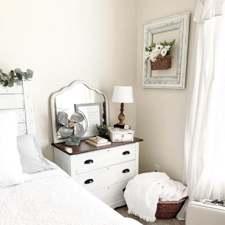 White Frame Mirror for Small Bedroom