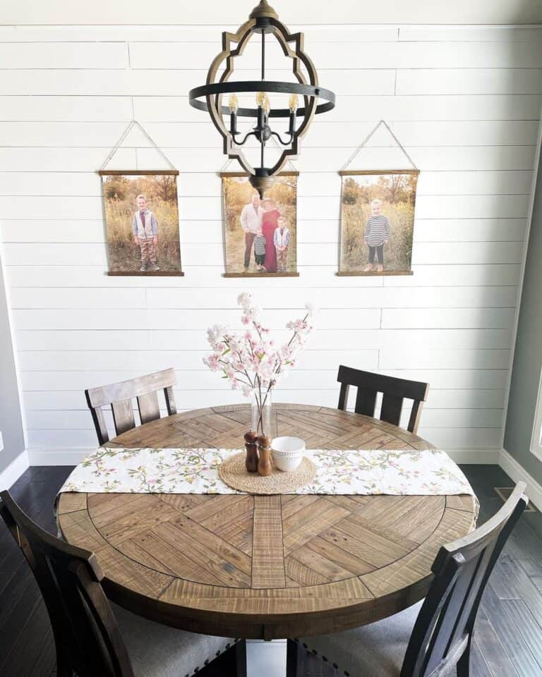 Pink and White Floral Farmhouse Table Runner