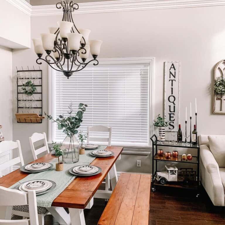 Eucalyptus Centerpiece with Tea Towel Table Runner