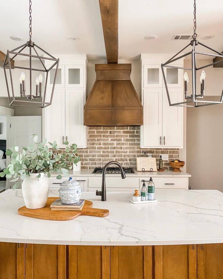 Wooden Kitchen Island with Quartz Countertop