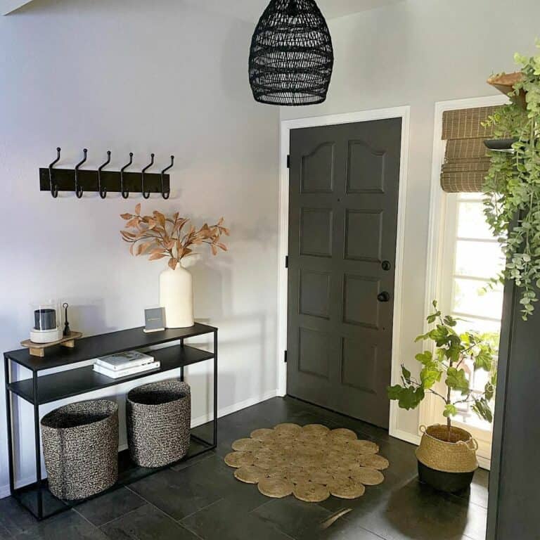 Modern White Vase in a Charcoal Entryway