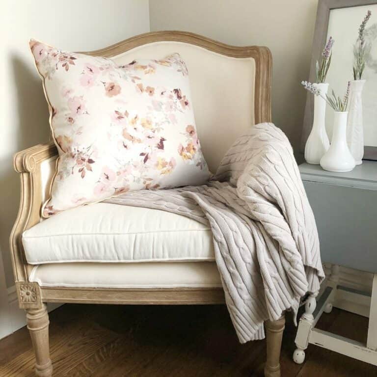 Reading Nook with Vintage Milk Glass Vases