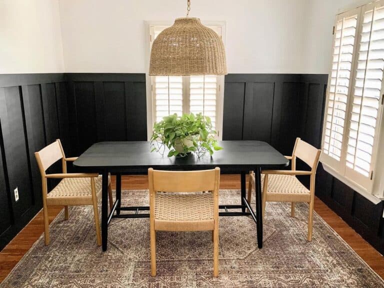 Black and White Walls with Woven Lighting