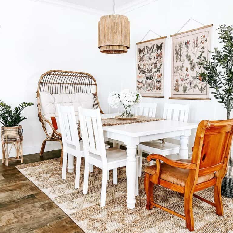 Double Drum Rattan Hanging Lamp and an Outdoor Egg Chair
