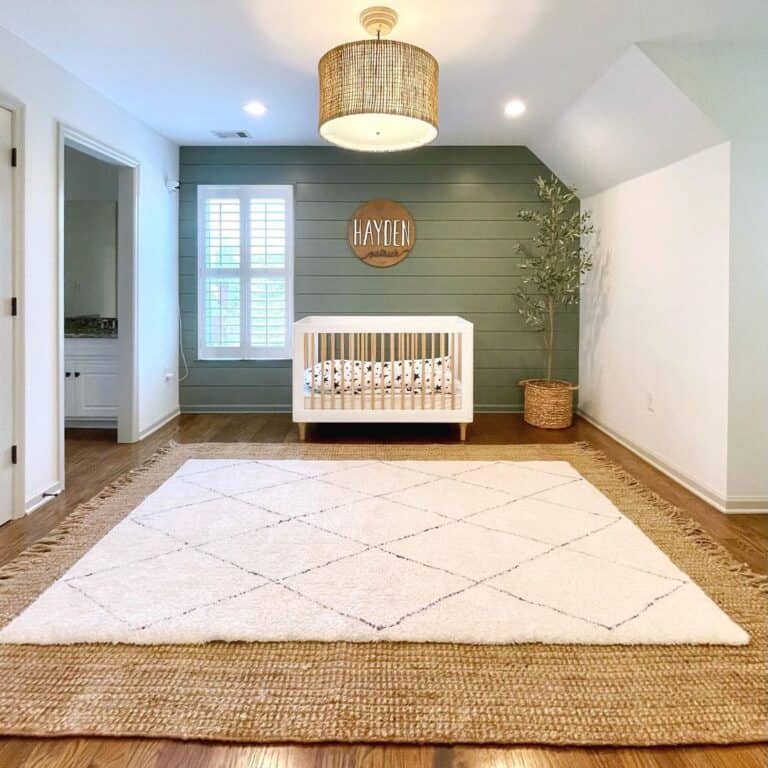 Rattan Hanging Light Fixture in a Nursery