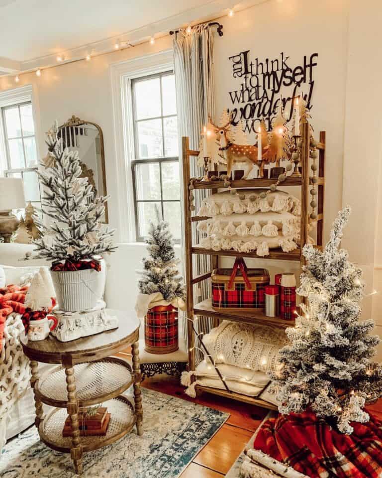 Christmas Décor on Wooden Shelf