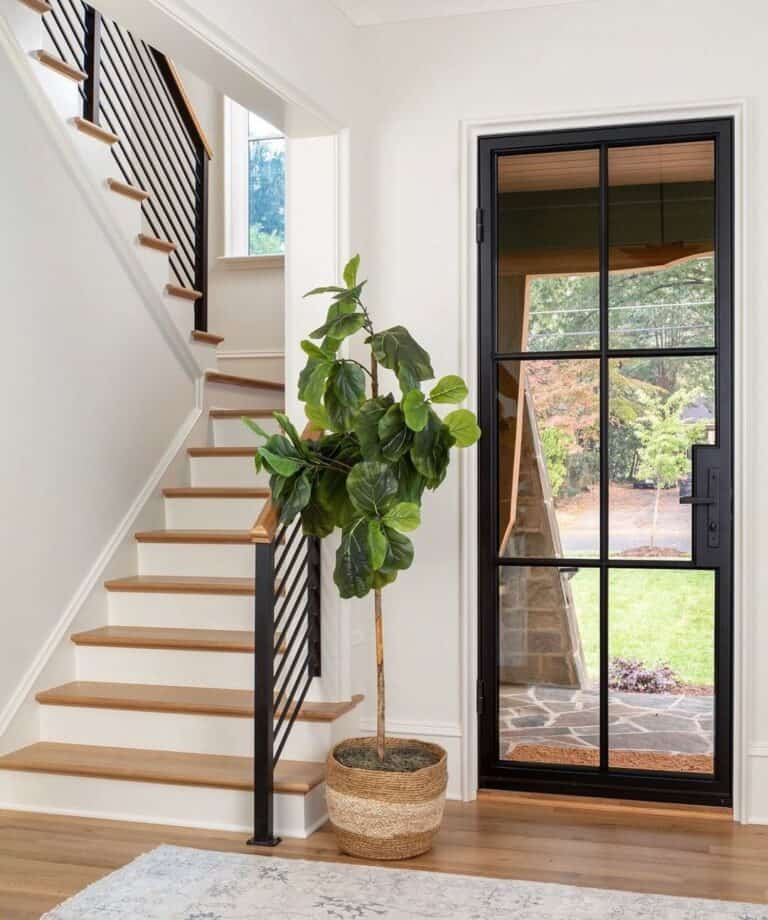 Two-toned Steps with White Stair Skirt Board