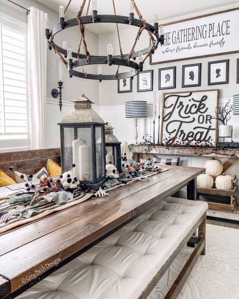 Gray Dining Room with Board and Batten Wainscoting