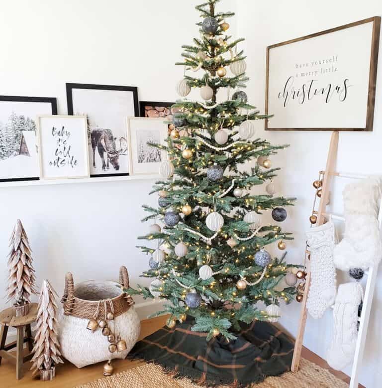 Floating Shelf Above Wood Tree Ornaments