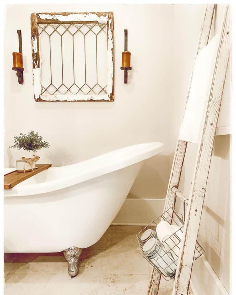 Nickel Claw Foot Soaking Tub with Wood Tray