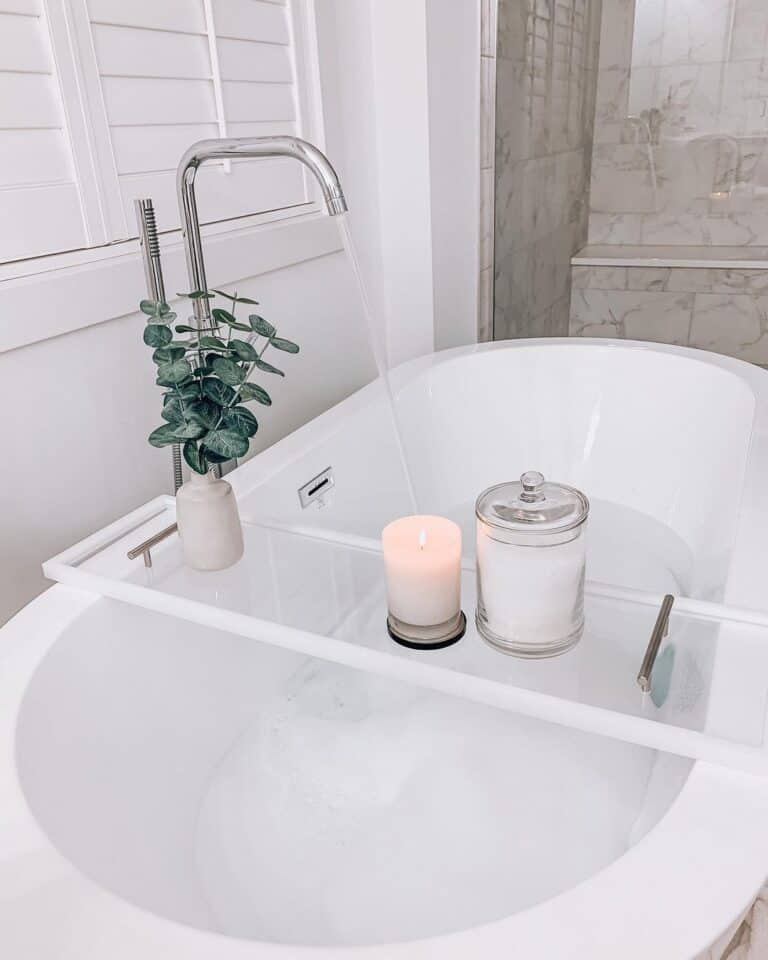 Clear Acrylic Bathtub Tray with Nickel Handles