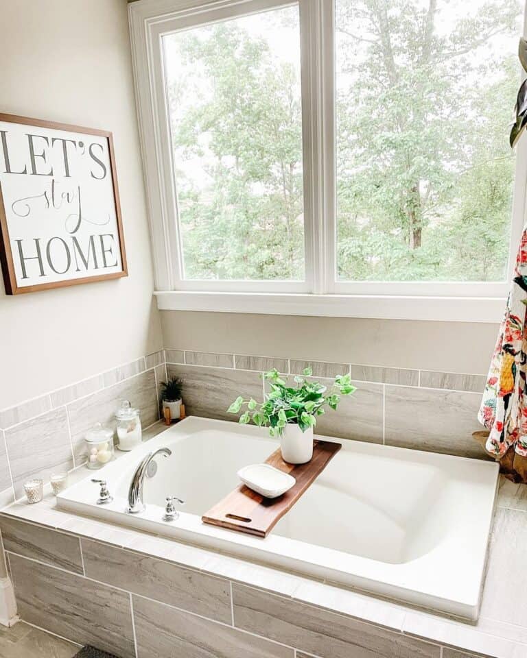 Live Edge Stained Wood Bathtub Tray