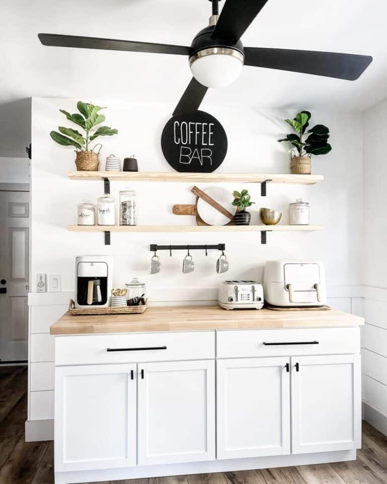 Modern Farmhouse Kitchen with Coffee Station