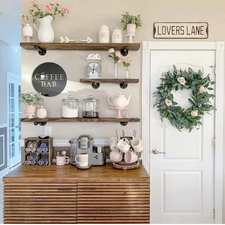Pink and White Coffee Station Ideas