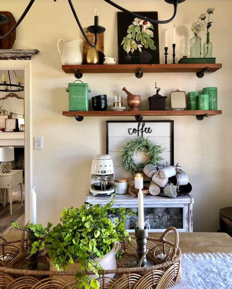 Antique Table Used as Coffee Station