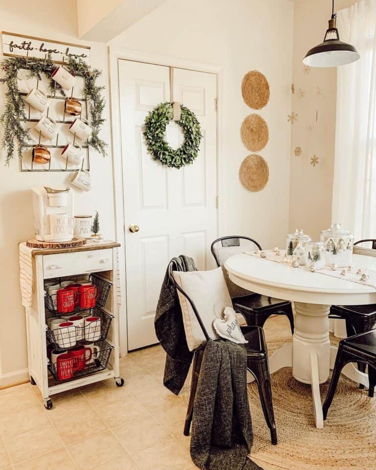 White Kitchen Trolley with Christmas Theme