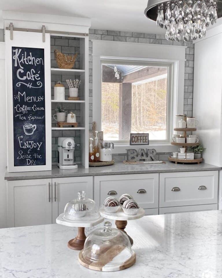 Modern Gray and White Kitchen with Rustic Décor