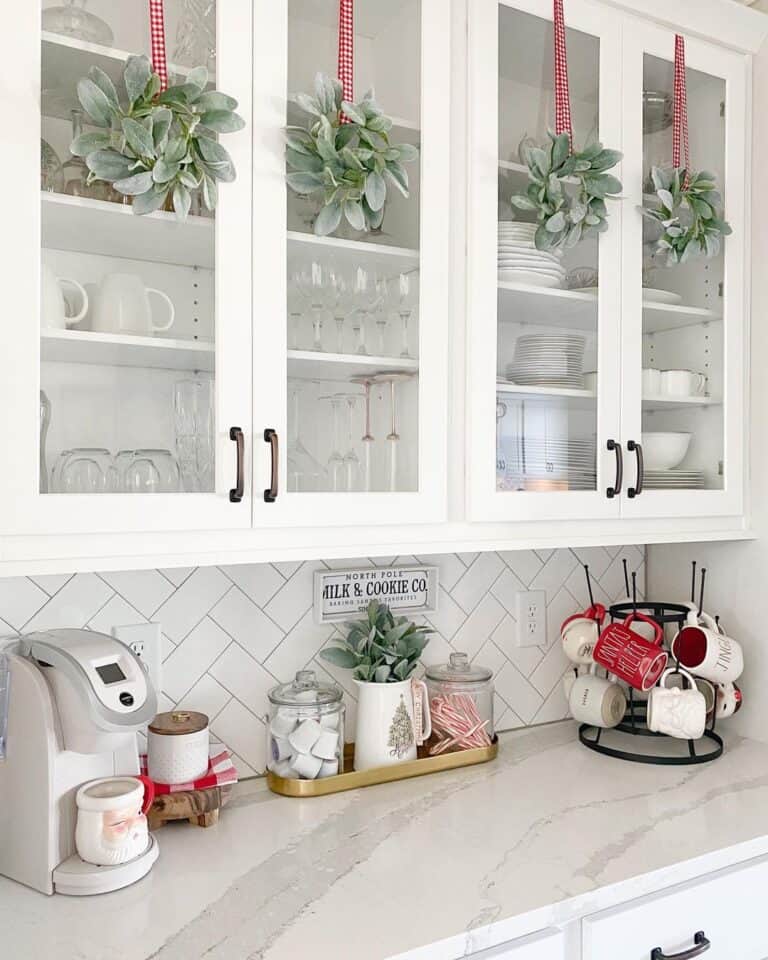 Christmas Coffee Station Ideas for White Kitchen